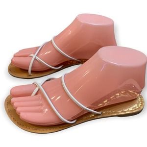 Qupid sandal thin white straps no buckle SIze 5.5